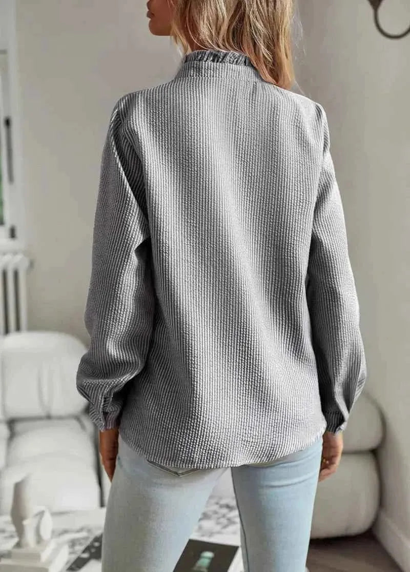 Miss | Blouse Dames Ruches Kraag Gestreept - Polyester - Miss Madera MIS-9F51E2