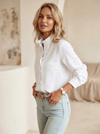 Miss | Blouse Dames Ruches Kraag Gestreept - Polyester - Miss Madera MIS-42D5F9