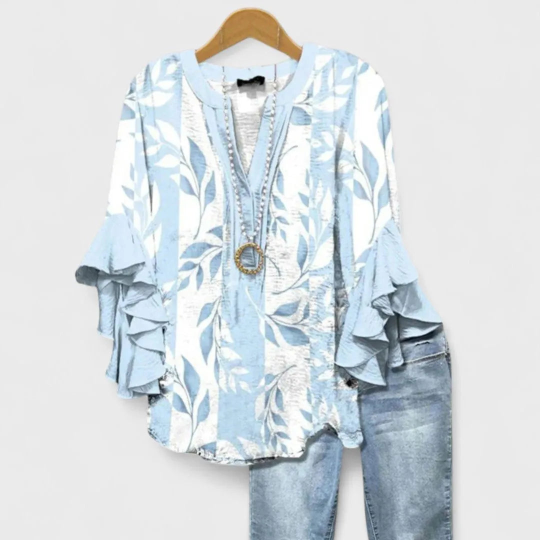 Miss | Blouse Dames Volantmouwen V-hals Oversized - Viscose - Miss Madera MIS-677F72