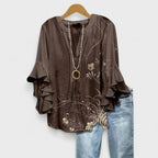 Miss | Blouse Dames Volantmouwen V-hals Oversized - Viscose - Miss Madera MIS-1FF313