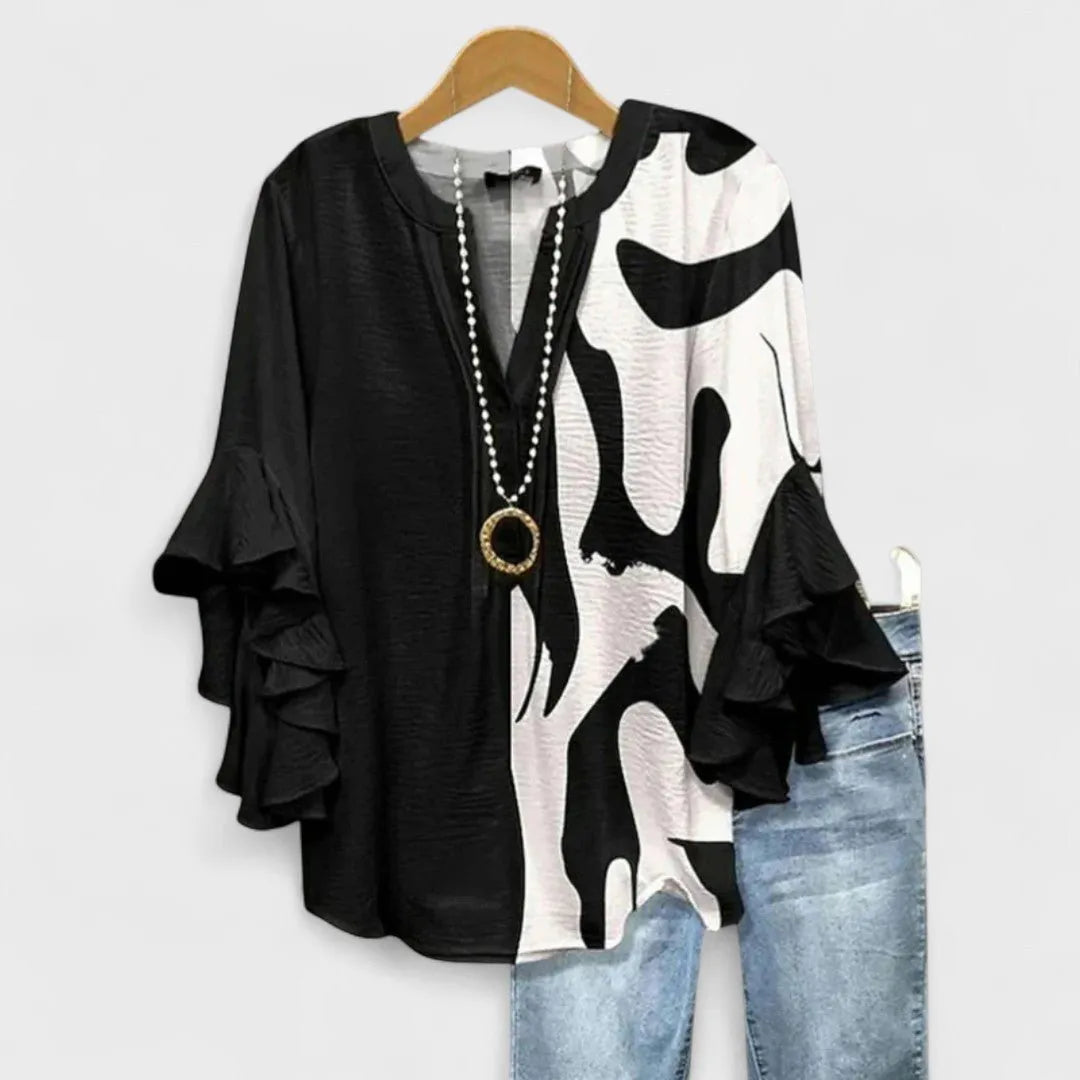 Miss | Blouse Dames Volantmouwen V-hals Oversized - Viscose - Miss Madera MIS-A4A523