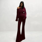 Miss | Co-ord Set Dames Flared Broek Regular Fit - Polyester - Miss Madera MIS-CD40F5