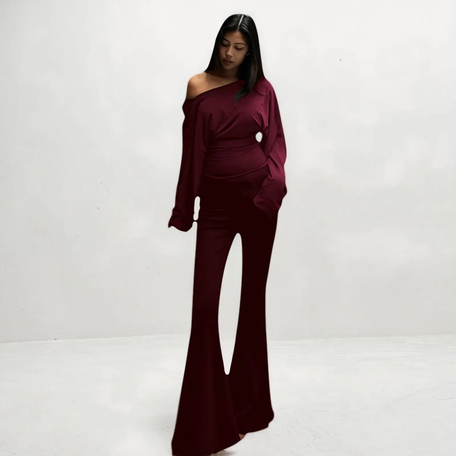Miss | Co-ord Set Dames Flared Broek Regular Fit - Polyester - Miss Madera MIS-CD40F5