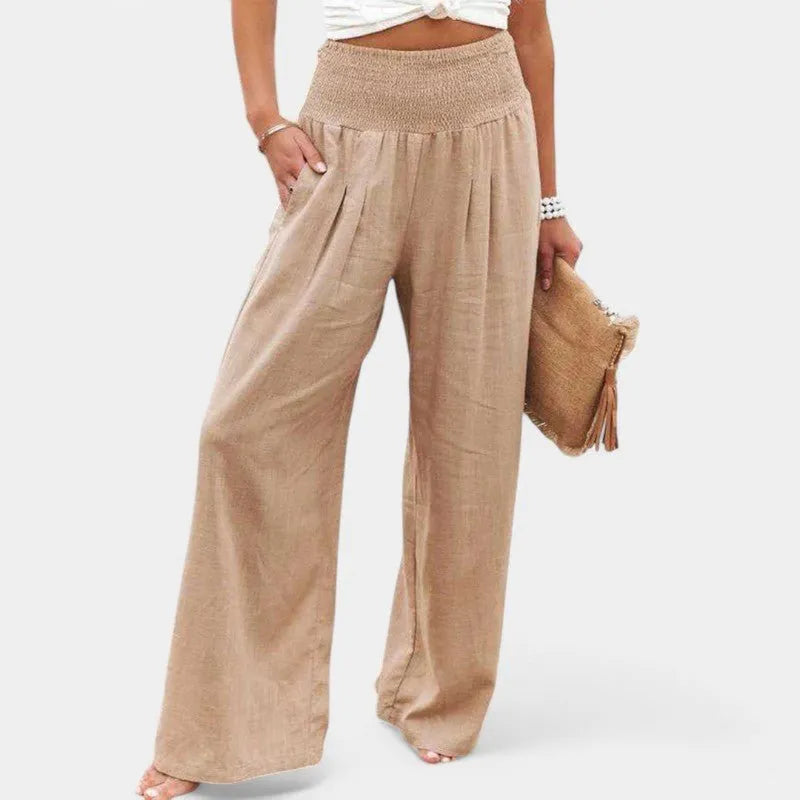 Miss | Flared Broek Dames High waist Comfort - Linnen - Miss Madera MIS-C3881C
