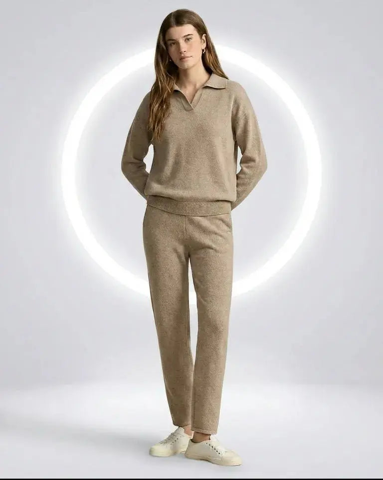 Tweedelige Set Dames Top & Broek Gebreid – Co-ord Set Polyestermix