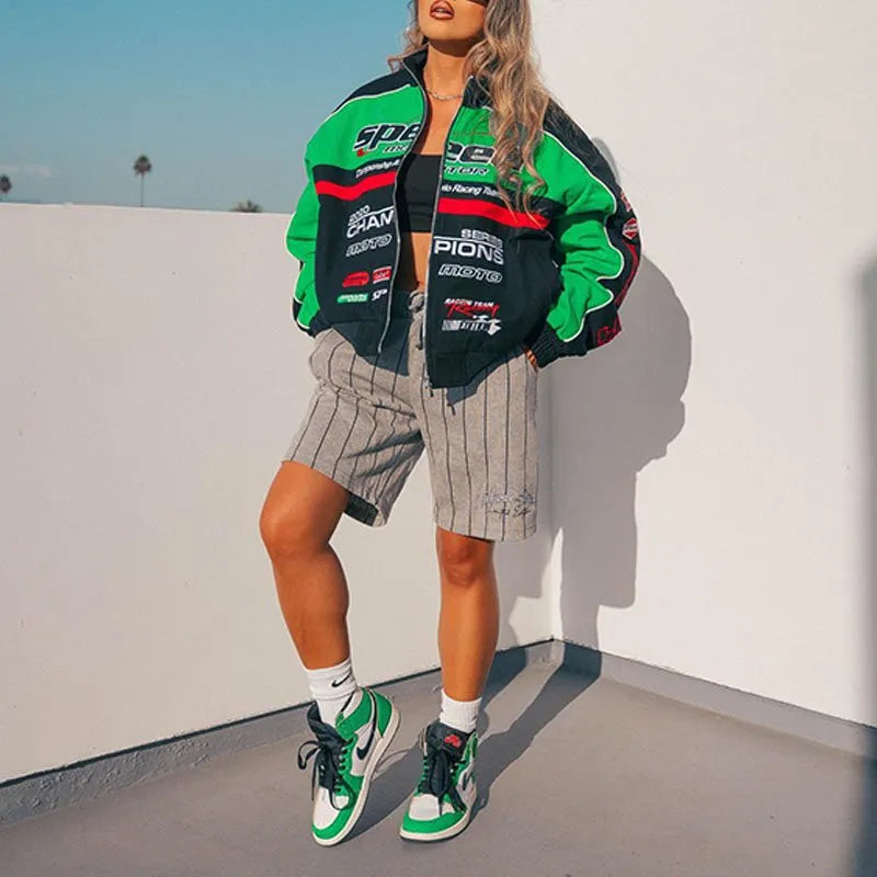 Miss | Jas Dames Oversized Racing Print - Polyester - Miss Madera MIS-DF340B
