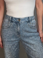 Miss | Jeans Dames Wide Leg Glitter Mid Rise - Stretchdenim - Miss Madera MIS-6A50BF