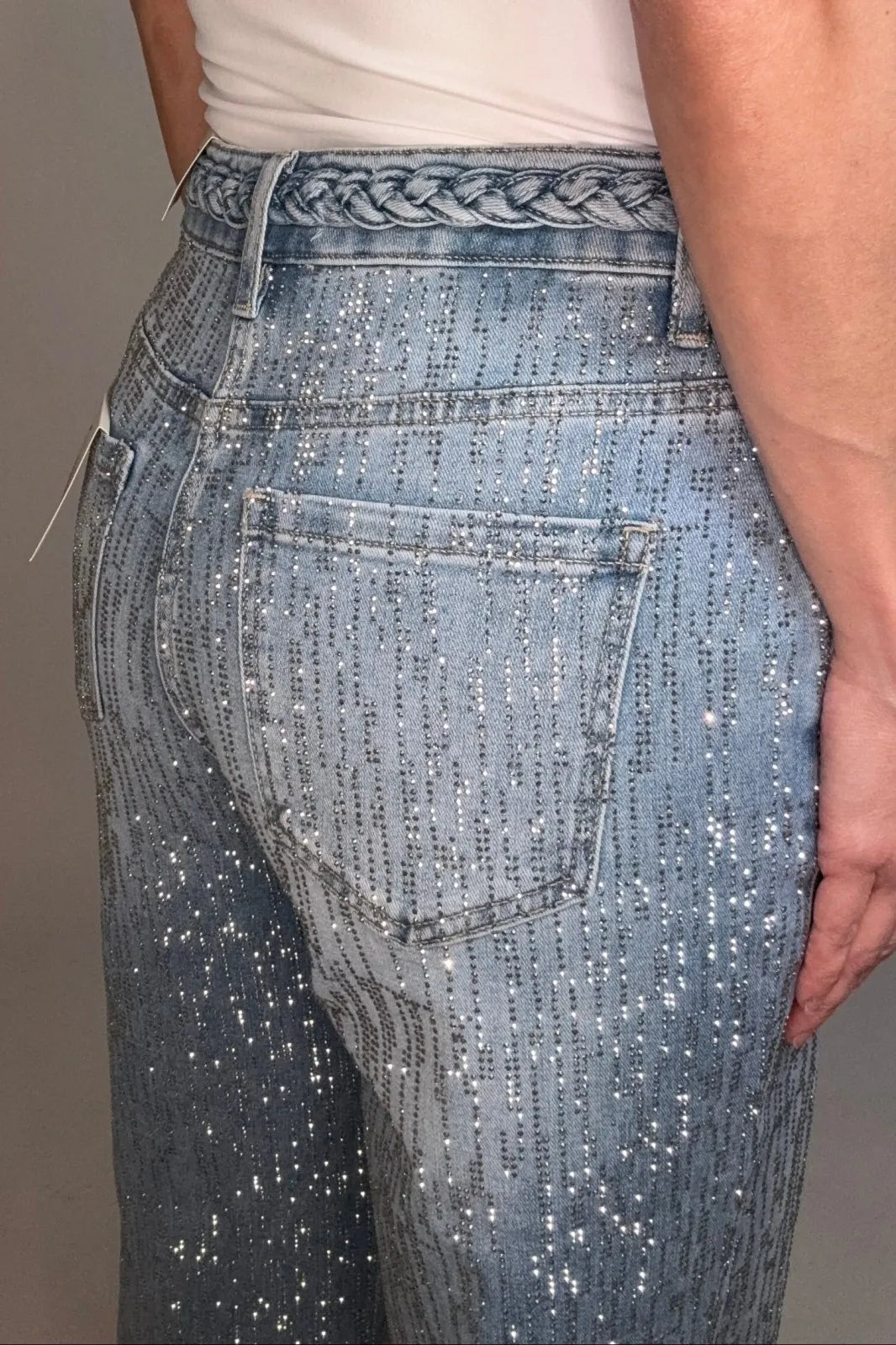 Miss | Jeans Dames Wide Leg Glitter Mid Rise - Stretchdenim - Miss Madera MIS-6A50BF