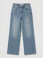 Miss | Jeans Dames Wide Leg Glitter Mid Rise - Stretchdenim - Miss Madera MIS-6A50BF