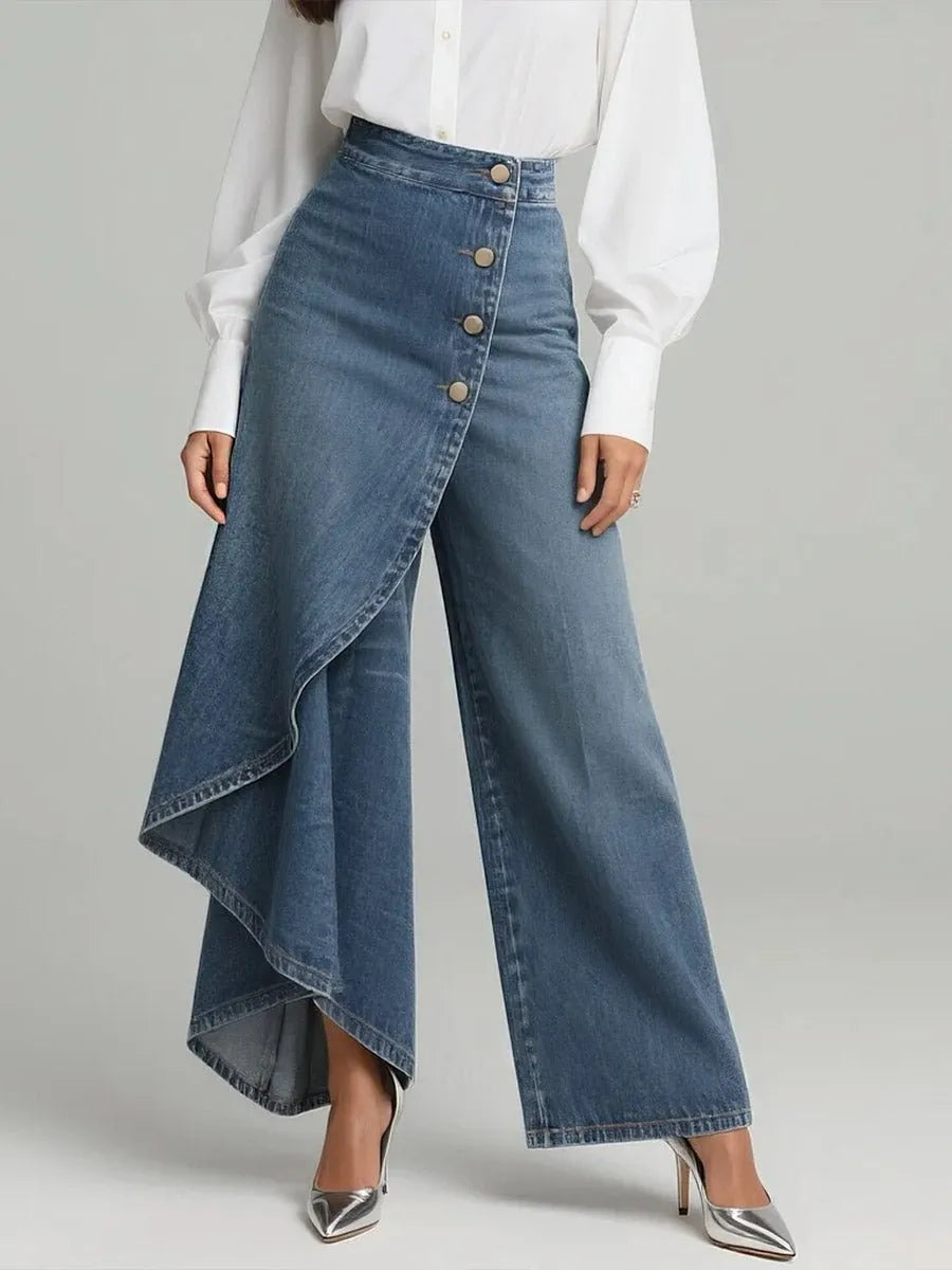 Miss | Jeans Dames Wide Leg Hoge Taille Relaxed Fit - Denim - Miss Madera MIS-132535