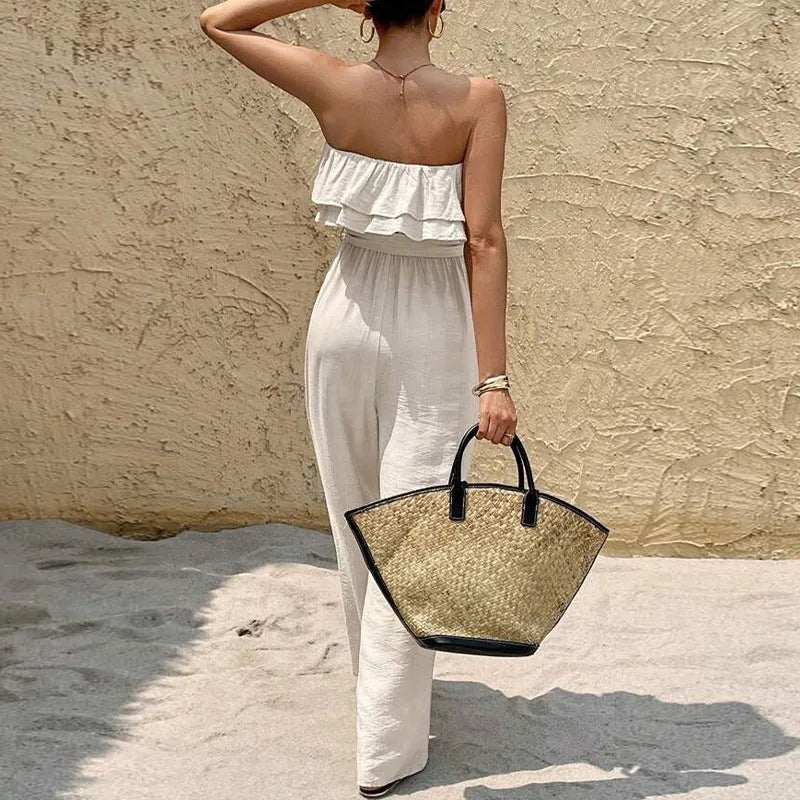 Miss | Jumpsuit Dames Tube Top Ruches Enkellengte - Geweven stof - Miss Madera MIS-557680