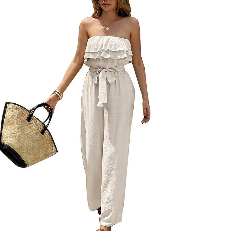 Miss | Jumpsuit Dames Tube Top Ruches Enkellengte - Geweven stof - Miss Madera MIS-557680