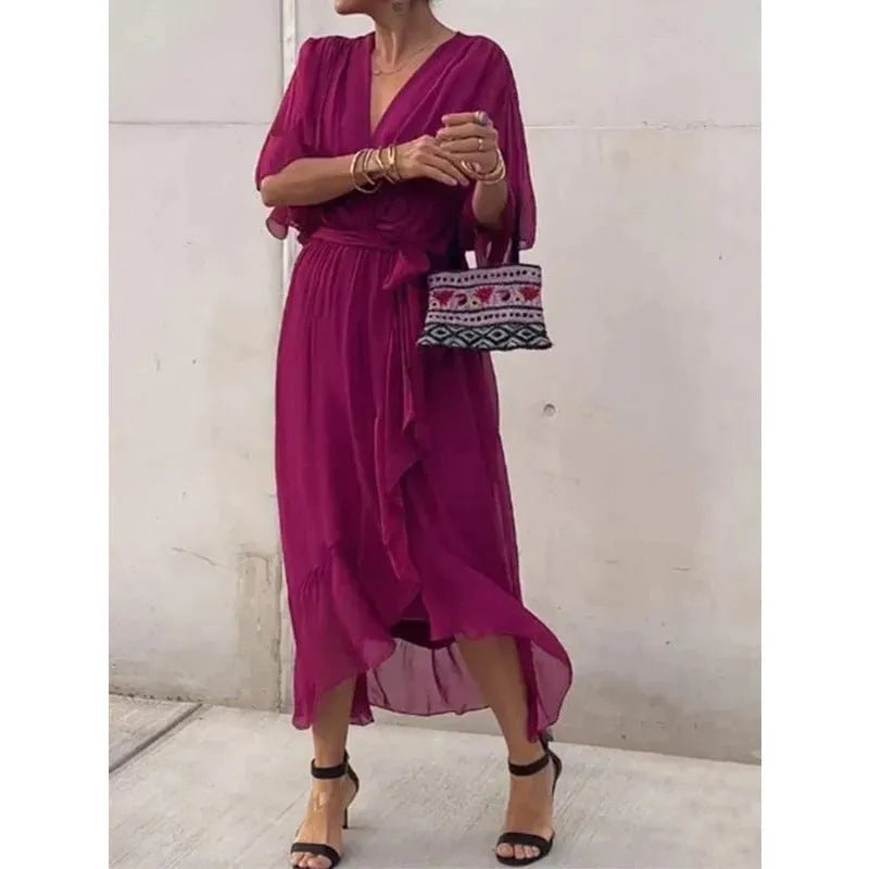 Miss | Jurk Dames Casual Maxi - Leer - Miss Madera MIS-B551C0