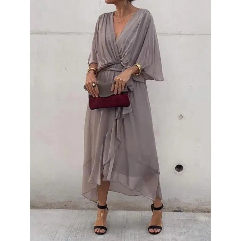 Miss | Jurk Dames Casual Maxi - Leer - Miss Madera MIS-C1E618