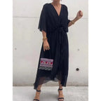 Miss | Jurk Dames Casual Maxi - Leer - Miss Madera MIS-C1E618