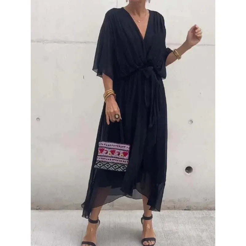 Miss | Jurk Dames Casual Maxi - Leer - Miss Madera MIS-C1E618