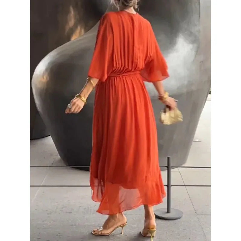 Miss | Jurk Dames Casual Maxi - Leer - Miss Madera MIS-C1E618