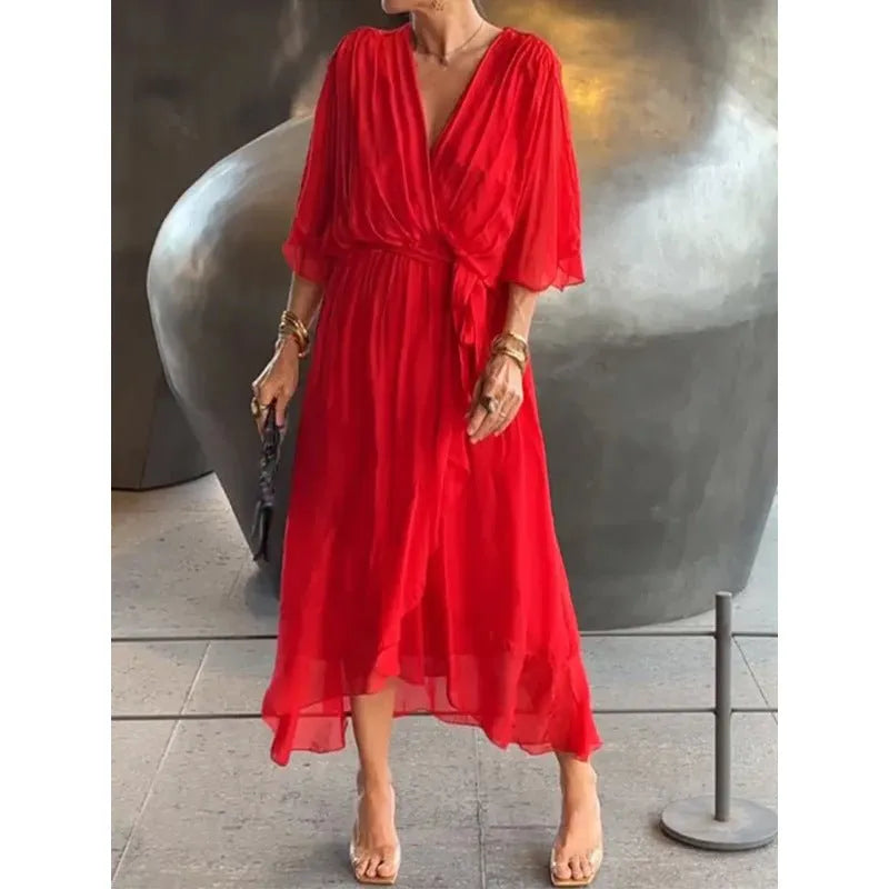 Miss | Jurk Dames Casual Maxi - Leer - Miss Madera MIS-421C32