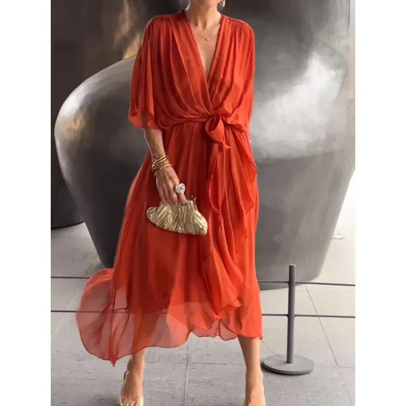 Miss | Jurk Dames Casual Maxi - Leer - Miss Madera MIS-DD8AB8