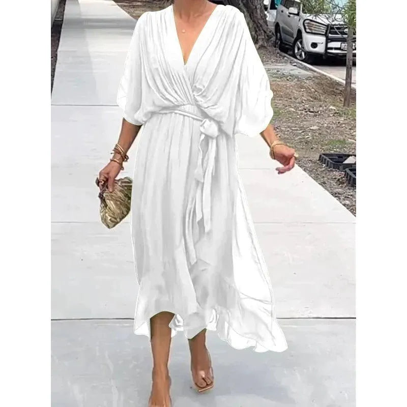 Miss | Jurk Dames Casual Maxi - Leer - Miss Madera MIS-144E4B