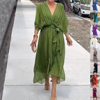 Miss | Jurk Dames Casual Maxi - Leer - Miss Madera MIS-144E4B
