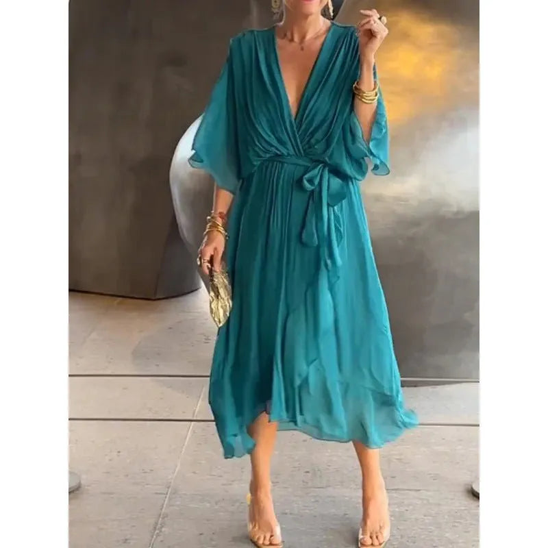 Miss | Jurk Dames Casual Maxi - Leer - Miss Madera MIS-682116