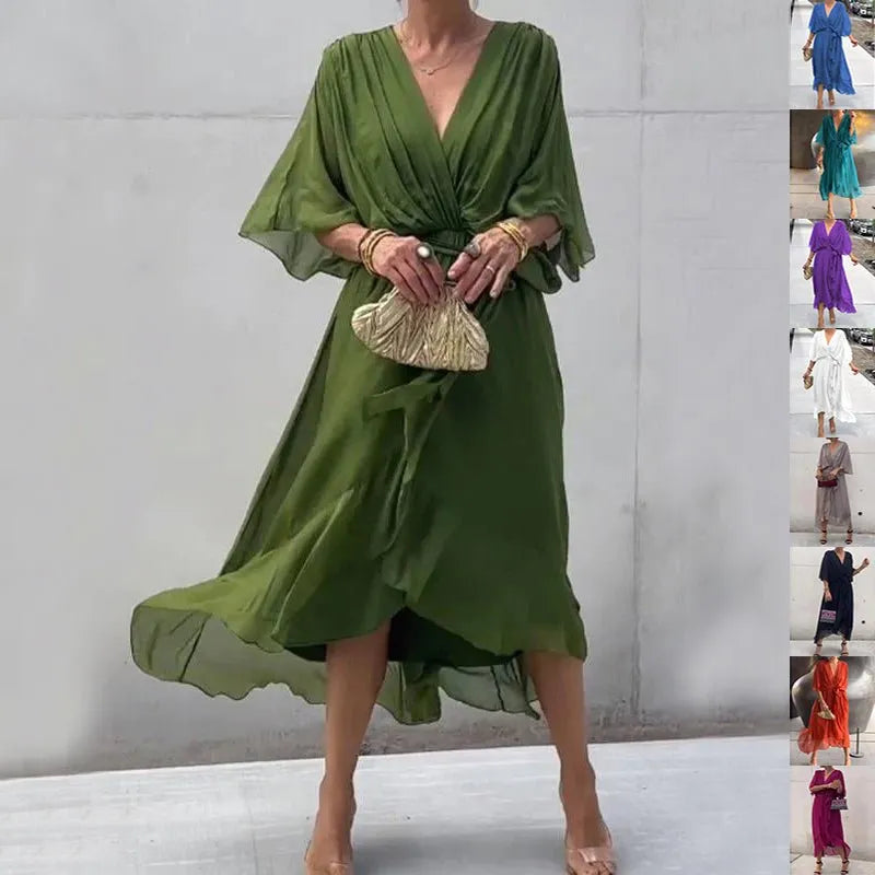 Miss | Jurk Dames Casual Maxi - Leer - Miss Madera MIS-144E4B