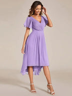 Miss | Jurk Dames High-low - Chiffon - Lavendel