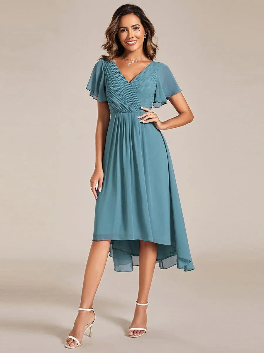 Miss | Jurk Dames High-low - Chiffon - Lichtblauwgroen