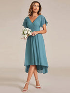 Miss | Jurk Dames High-low - Chiffon - Lichtblauwgroen