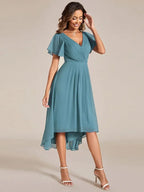 Miss | Jurk Dames High-low - Chiffon - Lichtblauwgroen