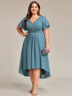 Miss | Jurk Dames High-low - Chiffon - Lichtblauwgroen