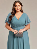 Miss | Jurk Dames High-low - Chiffon - Lichtblauwgroen