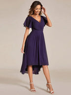 Miss | Jurk Dames High-low - Chiffon - Donkerpaars