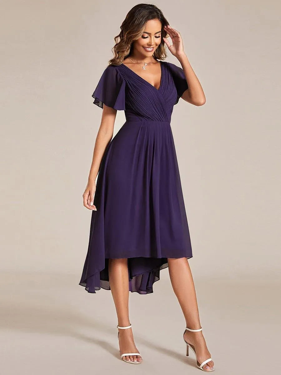 Miss | Jurk Dames High-low - Chiffon - Donkerpaars