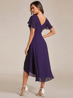 Miss | Jurk Dames High-low - Chiffon - Donkerpaars