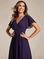 Miss | Jurk Dames High-low - Chiffon - Donkerpaars