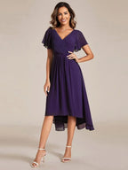 Miss | Jurk Dames High-low - Chiffon - Donkerpaars