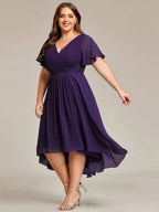 Miss | Jurk Dames High-low - Chiffon - Donkerpaars