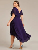 Miss | Jurk Dames High-low - Chiffon - Donkerpaars