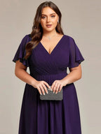 Miss | Jurk Dames High-low - Chiffon - Donkerpaars