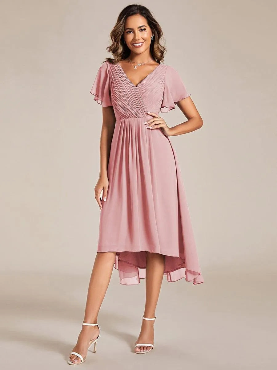 Miss | Jurk Dames High-low - Chiffon - Oudroze