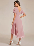 Miss | Jurk Dames High-low - Chiffon - Oudroze