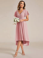 Miss | Jurk Dames High-low - Chiffon - Oudroze