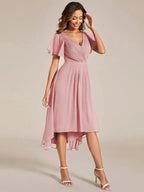 Miss | Jurk Dames High-low - Chiffon - Oudroze