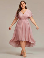 Miss | Jurk Dames High-low - Chiffon - Oudroze