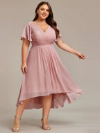 Miss | Jurk Dames High-low - Chiffon - Oudroze