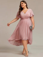 Miss | Jurk Dames High-low - Chiffon - Oudroze