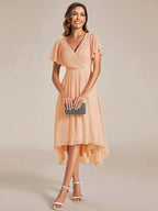 Miss | Jurk Dames High-low - Chiffon - Oudroze