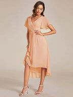 Miss | Jurk Dames High-low - Chiffon - Oudroze